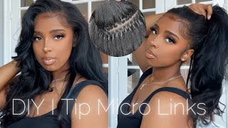 How To Do Your Own Micro link I Tip Extensions Light Yaki Texture for Natural Hair ft CurlsQueen [upl. by Ydnyl]