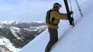 Putting Skis on in a Steep Slope with Mike Hattrup [upl. by Elleivad]