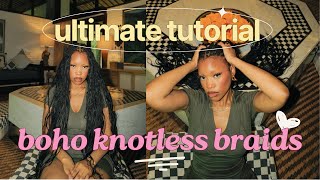 boho braids hair tutorial 2024  DETAILED  knotless style [upl. by Hsaniva]