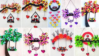 DIY 6 Easy Paper Wall Hanging Craft Ideas  Love Birds Wall Hanging [upl. by Adnaw]