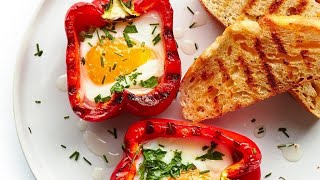 Easy Low Carb Breakfast Idea  Bell Pepper And Egg  Breakfast Recipe  Schnelles Low Carb Frühstück [upl. by Adien]