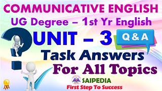 Communicative English Unit 3 Full Task Answers UG Degree 1st Year 1st Semester English Paper 2020 [upl. by Marrilee]