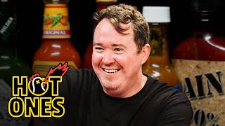 Shane Gillis Pounds Milk While Eating Spicy Wings  Hot Ones [upl. by Nnyla]