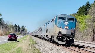 Amtrak lake shore limited led by 101 meets CSX 3116 with its stack train in kirkville next [upl. by Daisy]