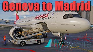 MSFS LIVE  Geneva to Madrid  FlyByWire A32NX  Iberia OPS  GSX  VATSIM [upl. by Vitale286]