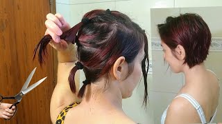 Cortei Meu Cabelo em Casa Curto e Repicado [upl. by Haroun]