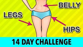 14DAY Legs  Belly  Hips Challenge  Home Exercises [upl. by Cavanagh]