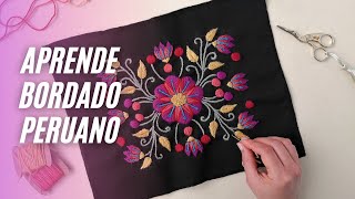 Bordado peruano para principiantes 🌺  Tutorial de bordado a mano paso a paso [upl. by Kaczer]