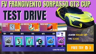 Asphalt 8 NEW 1862 KING🏆Frangivento Sorpasso GT3 Cup QUICK REVIEW  Highland View Top100 LAP [upl. by Hunfredo]