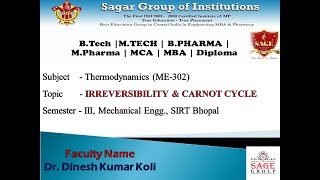 IRREVERSIBILITY AND CARNOT CYCLE [upl. by Obmar550]