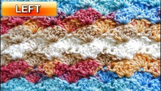 Shell Crochet Stitch  Crochet Pattern amp tutorial  Left Handed Crochet Tutorial [upl. by Janiuszck]