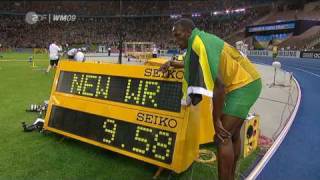 USAIN BOLT958 s BERLIN GERMANY 958 s 100m NEW 2009 World Record HD [upl. by Haugen55]