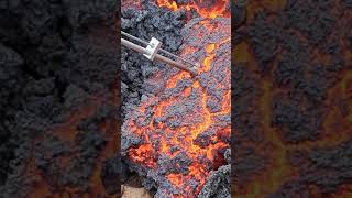 VOLCANO SCIENCE How Squishy is Cooling Lava A Penetrometer Test 072023 lava iceland viral [upl. by Thrasher]