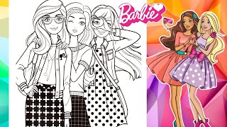 BARBIE AND FRIENDS Coloring Pages with Markers  BARBIE DREAMHOUSE ADVENTURES Coloring Book Pages [upl. by Naujej]