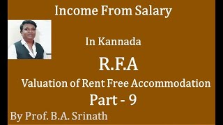 Income From Salary  Rent Free Accommodation RFA  In Kannada PART 9 for BCom 5th Semester [upl. by Artied]