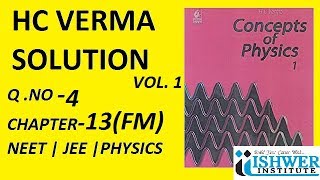 H C Verma  SOLUTION  Chapter 13  QUESTION 4  Q 4  Fluid Mechanics  ISHWER INSTITUTE [upl. by Yvaht]