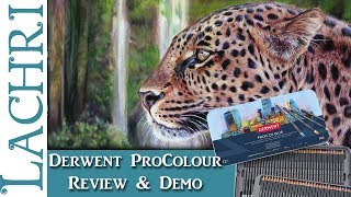 Derwent ProColour colored pencil review and leopard demo w Lachri [upl. by Randie]