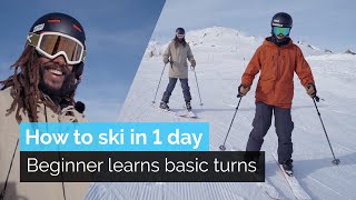 How to Ski in One Day  Beginner Learns Basic Turns [upl. by Witty]