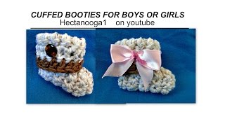 CROCHET PATTERN  Unisex CUFFED Baby BOOTIES 3  6 months free pattern [upl. by Bruyn]