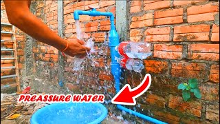 Recycle Plastic Bottles With PVC Pipes To Convert To Water Pressure [upl. by Stuckey]