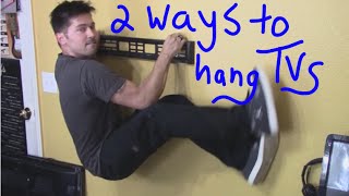 2 ways to hang TV on wall mount into stud and drywall review [upl. by Nowahs]