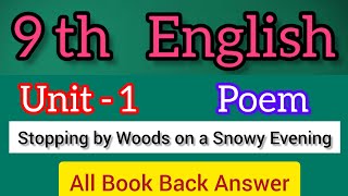 9th English Unit 1 Poem Stopping by Woods on a Snowy Evening all book back answer [upl. by Llij]