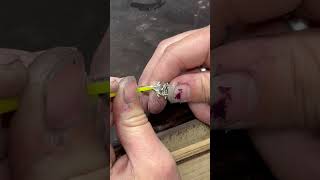 Setting the inlays on a custom dragonfly engagement ring [upl. by Licna414]