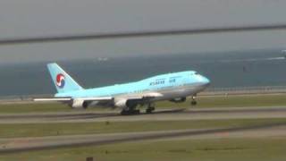 Korean Air Boeing 747400 Take off [upl. by Ailedamla]