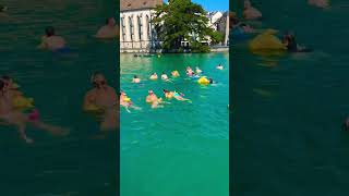 Zurich 🇨🇭 Switzerland Limmat river Swim 🏊😁👍 zurich schwimmen [upl. by Amberly825]