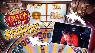 CASHING OUT OVER 500K ON THE CRAZY TIME WHEEL [upl. by Ennael]