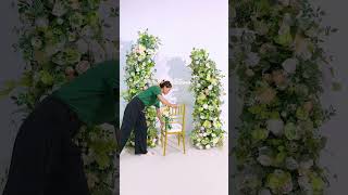 Champagne White Series With Greenery Floral Arrangement Decor Horn Arch Frame Wedding flowers diy [upl. by Trebornhoj820]