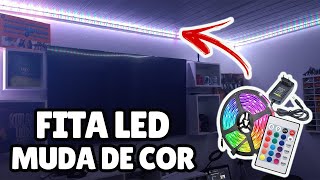 INSTALANDO 20 METROS DE FITA LED RGB NO TETO DO MEU QUARTO [upl. by Oniliuqnart]