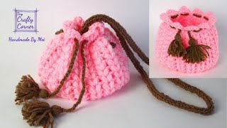 Crochet Easy amp Cute Looking Pink Pouch For Beginners [upl. by Joni]