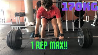 170KG375LBS Deadlift 1 Rep Max Road to 200KG [upl. by Suiram]