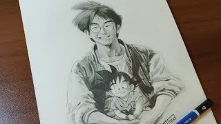 Drawing Tribute To The Legendary Akira Toriyama Dragon Ball creator [upl. by Horter]