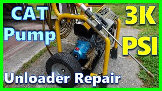 STUCK CAT 3k Psi Pressure Washer Pump UNLOADER FIX  Symptoms amp Repair ANY Unloader [upl. by Tasia]