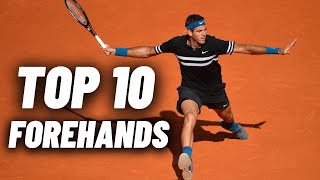 Top 10 Greatest Tennis Forehands In History  ATP Forehand Slow Motion Technique [upl. by Eelyahs560]