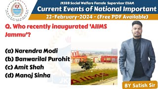 Current Events of National Importance for Jkssb Exams  Current affairs by Jkssb Online Tutorial [upl. by Alleinnad71]