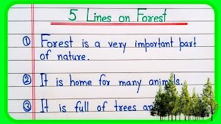 5 lines essay on Forest in English  Forest 5 lines  Short essay on forest [upl. by Winson]