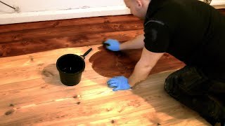 How to Stain a Wooden Floor pro method for DIY [upl. by Lund]