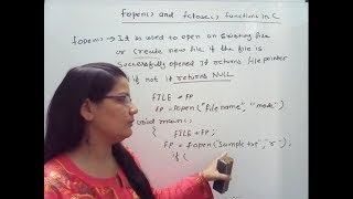 fopen and fclose function in C in Hindi Lec68C Programming Tutorial in Hindi [upl. by Hun]