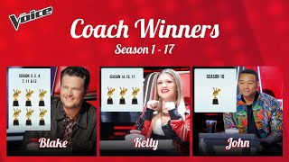 All The Voice Winners Season 1 to 17 with Coaches [upl. by Anitahs]