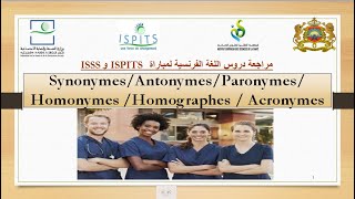 التحضير لمباراة ISPITS و ISSS درس Synonymes Antonymes Paronymes Homonymes Acronymes [upl. by Layla712]