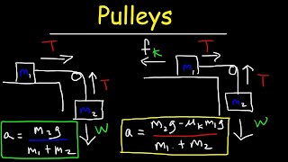 Pulley Physics Problem  Finding Acceleration and Tension Force [upl. by Anilok]