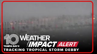 Howard Frankland Bridge seeing high waves due to Tropical Storm Debby [upl. by Ahsram321]