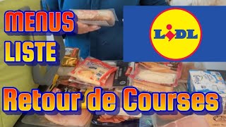 🥰 LIDL 🤗 MENUS 😀 LISTE COURSES 😉 RETOUR DE COURSES 🥰 [upl. by Dredi596]