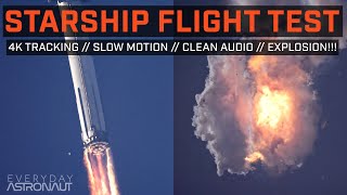 Starship Test Flight 1  4K Slow Mo Supercut w Tracking and Incredible Audio [upl. by Yeldah911]