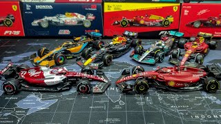 Bburago F1 143 Scale 2022 Diecast Full Collection Ferrari Mercedes REDBULL McLaren Alfa Romeo [upl. by Alcus585]