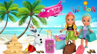 Elsa and Anna Toddlers Pack their Bags Holiday Time Vacation At Beach Snow amp Camping Elsia and Annia [upl. by Eniamat191]