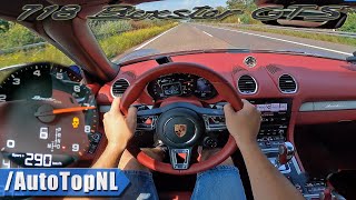 PORSCHE 718 Boxster GTS 40  TOP SPEED on AUTOBAHN NO SPEED LIMIT by AutoTopNL [upl. by Reffinej]